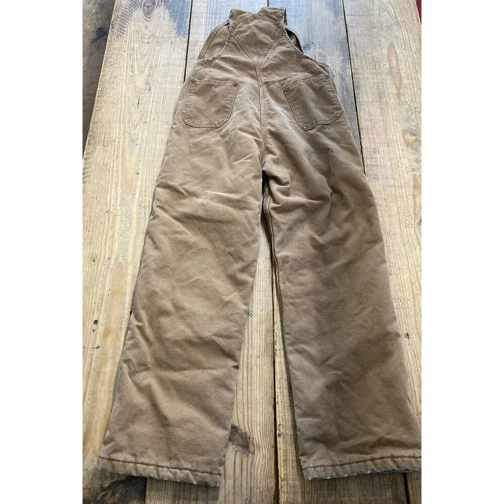 Carhartt Bib Overalls Duck Canvas Double Knee YYR27 BRN Youth Boys Size XL 18-20